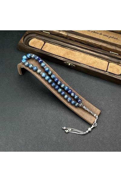 dergah tesbih Silver Rosary - Lapis Lazuli Design
