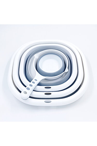 WİTFORMS Katlanabilir Akordiyon Multi 4'lü Set - Badya, Kulplu Süzgeç, Çift T...