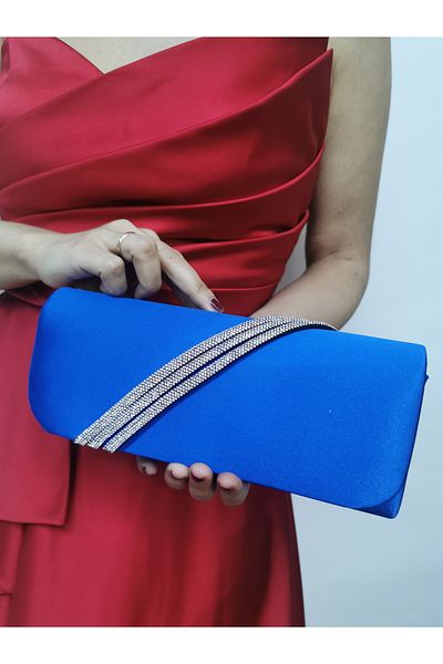 NAZART Γυναικείο βραδινό φόρεμα Stoned Saks Clutch Portfolio Chain Strap Hand Wedding Engagement Night Shoulder Bag