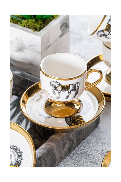 ACAR Tamara Porcelain Coffee Cup Set for 6 People - 90 ml
