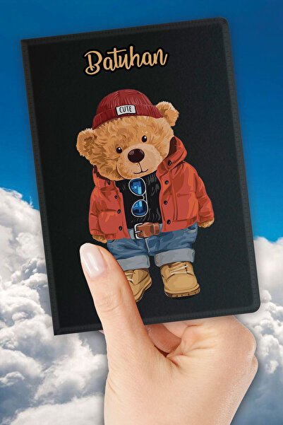 senada İsim Yazılı Pasaport Kılıfı Desenli Pasaport Kabı Kişiye Özel - Teddy Bear