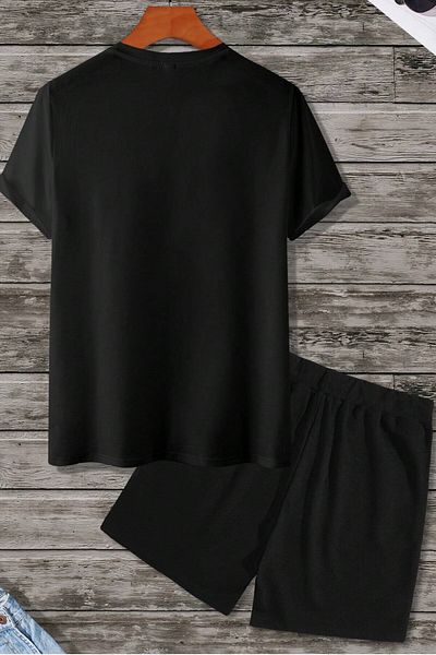 MODAGEN Men's Black Eye Printed T-Shirt Shorts Set