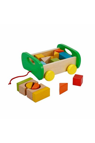Woody 17 Pieces Wooden Game Blocks - Pulling Car