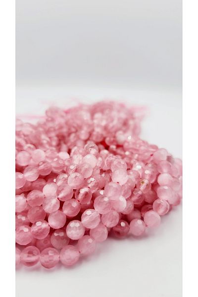 Yüksel Boncuk 6 mm Pink Cat's Eye Stone Facet Cut Natural Stone String