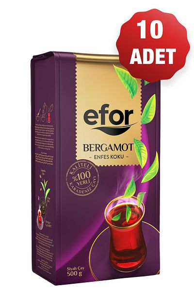 EFOR ÇAY Bulk Black Tea - Bergamot Flavored, 500gr x 10 Pieces