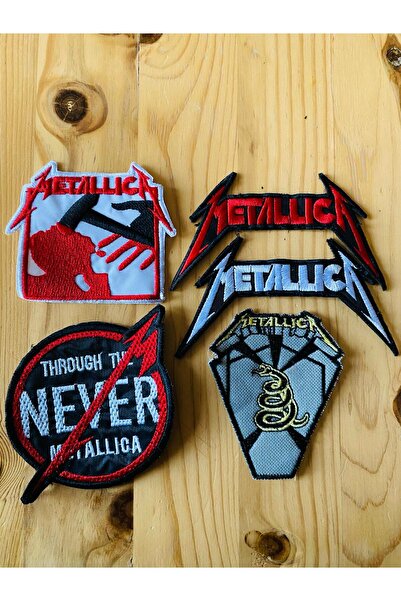 icase Metallica Yama seti 5'li set Nakış Patch Peç Yama ortalama  (8X8 CM)