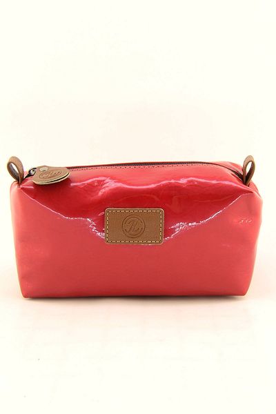 HNB Women's Red Patent Leather Makeup Bag