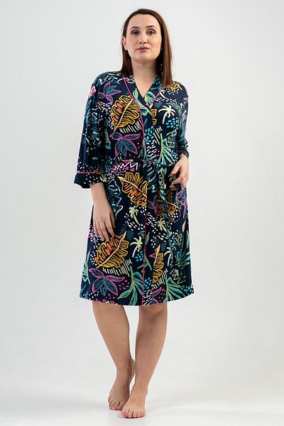 VİENETTA Γυναικείο φόρεμα Capri μανίκι Navy Blue μεγάλου μεγέθους C6T9N0111