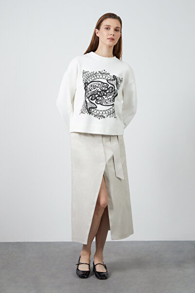 GİZİA Asimetrik Yırtmaçlı Taş Etek