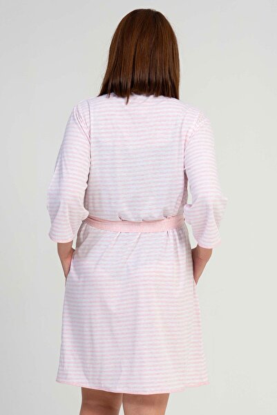 VİENETTA Women's Large Size Capri Sleeve Rosebloom Dressing Gown C3T2N1601