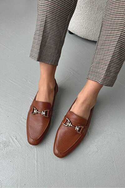 Stilbagshoes IRENE TOKA DETAYLI HAKİKİ DERİ KADIN GÜNLÜK AYAKKABI TABA