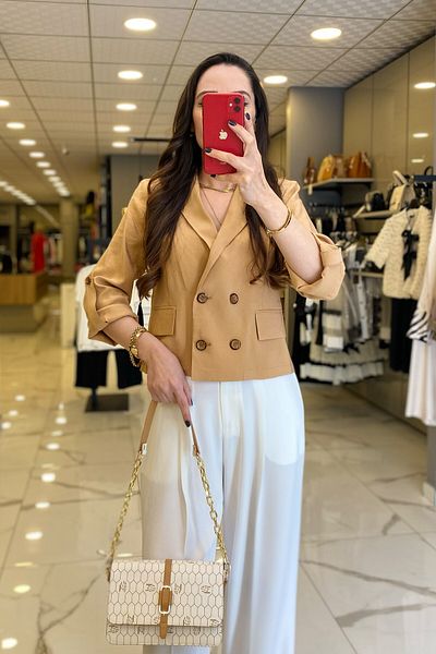Vosse Ekol Camel Button Detailed Sleeve Folded Jacket