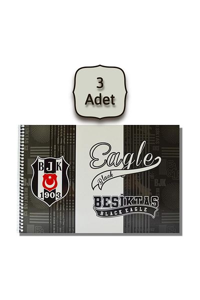 Beşiktaş 17x24 15 Sheets Cardboard Cover Spiral Painting Book 3 Pieces
