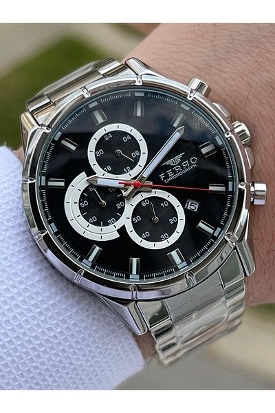 FERRO Steel Cord Inner Functions Active Chronograph 30 Mt Waterproof Men's Wristwatch EFM31461-A2