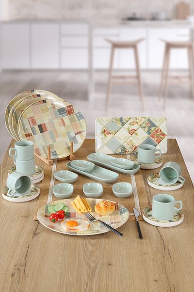 Keramika 27 Pieces Algorithmic Breakfast Set for 6 People