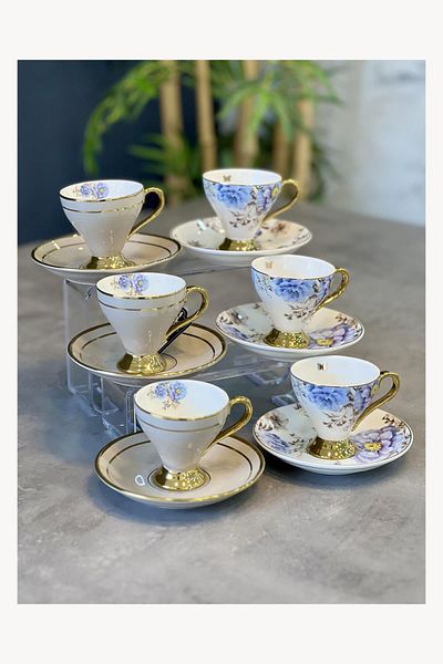 ACAR Luxury Porcelain Royalty 6-Piece Cup Set