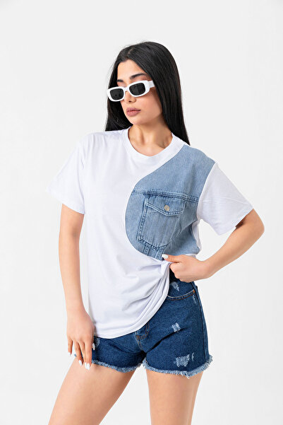 Benedetto Γυναικείο μπλουζάκι με τσέπη τζιν στο μπροστινό μέρος