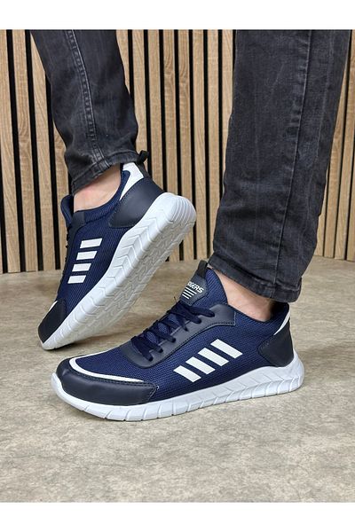 Allyup Pantofi de sport pentru bărbați, de zi cu zi, bleumarin, cu șireturi, pantofi comozi pentru mers pe jos 1453