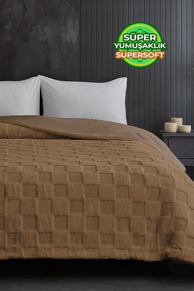 Evlen Home Collection Комплект от 1 бр. с пълнеж от пух и кожа Wellsoft, FLY, двоен цвят, цвят кафе