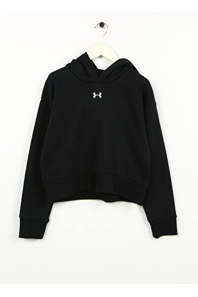 Under Armour Siyah Kız Çocuk Kapüşonlu Uzun Kollu Bol Kesim Düz Sweatshirt 13...