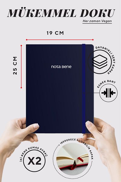 Victoria's Journals Nota Bene Classic Hard Cover Notebook, 19x25 cm, Striped
