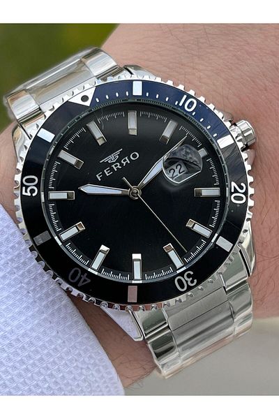 FERRO Steel Cord Inner Functions Active Chronograph 30 m Waterproof Men's Wristwatch EFT11238-A2