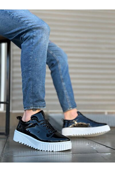 BPM Ανδρικά παπούτσια - Ψηλή μαύρη λουστρίνι με κορδόνια