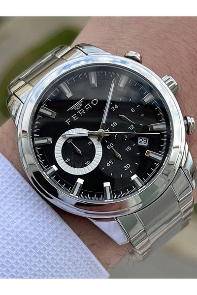 FERRO Steel Cord Inner Functions Active Chronograph 30 Mt Waterproof Men's Wristwatch EFM31370-A2