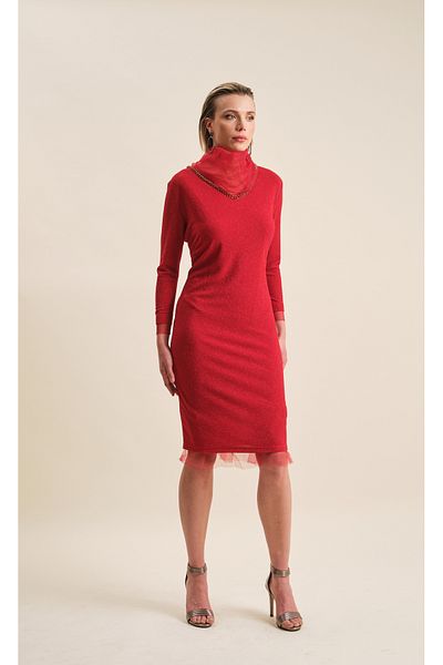 VERDA Tulle Detailed Embroidered Dress