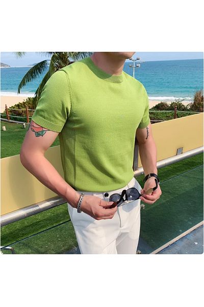 Tarz Cool Πλεκτό T-Shirt με λαιμόκοψη
