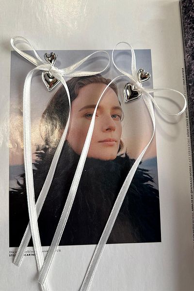 BAHELS Silver Heart Bow Earrings