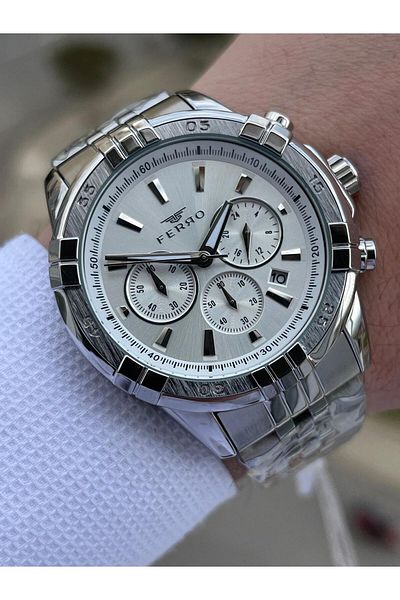 FERRO Steel Cord Inner Functions Active Chronograph 30 Mt Waterproof Men's Wristwatch EFM31389-A