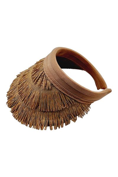 Mood Agenda Women's Tasseled Straw Visor Hat
