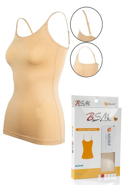 BSM Women's Nude Modal Cotton Soft Breathable Thin Rope Strap Tank Top