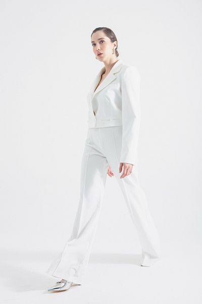 Lafaba Women's White Jacket Trousers Set