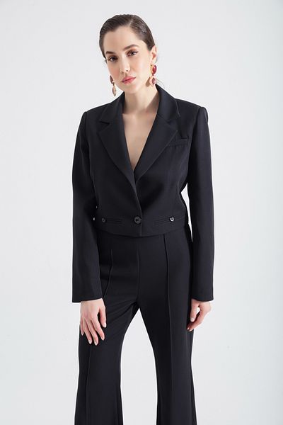 Lafaba Women's Black Jacket Trousers Set