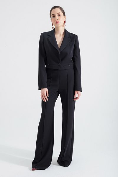 Lafaba Women's Black Jacket Trousers Set
