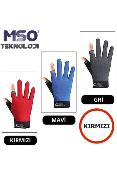 MSO TEKNOLOJİ VIP Kalite Silikonlu Kaymaz Olta Bisiklet Fitnes Sürücü Eldiven