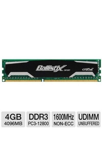 Crucial ذاكرة الوصول العشوائي Ballistix Sport 4GB 1600MHz DDR3 - ذاكرة سطح المكتب