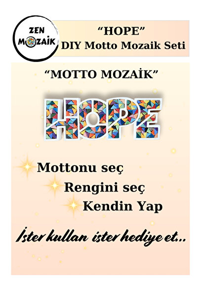 Zen Mozaik Motto Mozaik Seti - HOPE - Kendin yap mozaik seti (Masaüstünde aya...