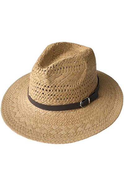 Trenderrs Унисекс лятна плетена сламена шапка Fedora от органичен материал