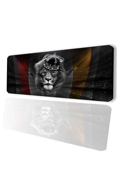 SonicTouch لوحة ماوس سوداء غير قابلة للانزلاق لمشغل الألعاب باللون الأصفر والأحمر من Lion King، مقاس 32 × 70 سم