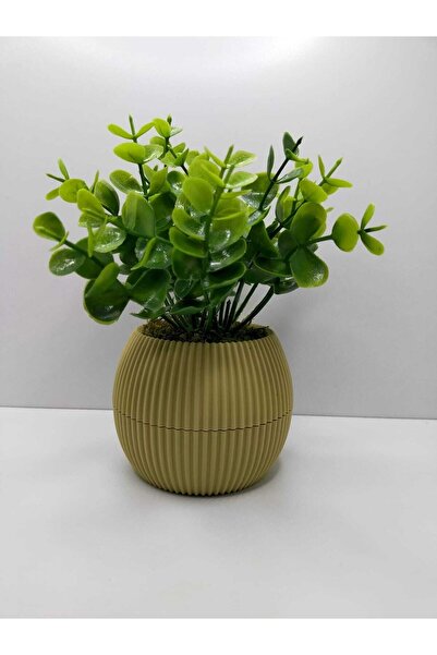 Trend KenT نبات زهرة اصطناعية صغيرة بوعاء زهور صناعية من خشب البقس حجر حقيقي مطحلب إجمالي 18 سم زهرة رف زينة طاولة زينة 01