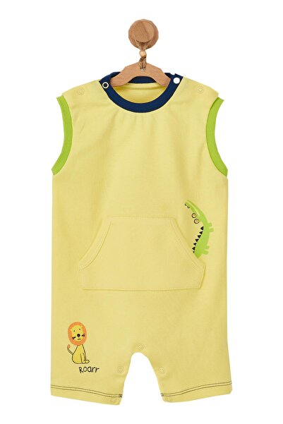 andywawa Erkek Bebek Hayvan Motifli Sarı Tulum Ac22527