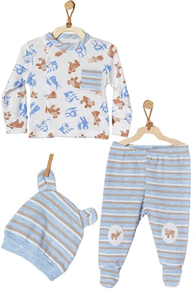 andywawa Erkek Bebek Sincap Desenli Mavi 3'lü Takım Ac22321