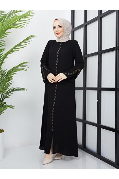 ELBİSHE Women's Large Size Jewelled Ferace