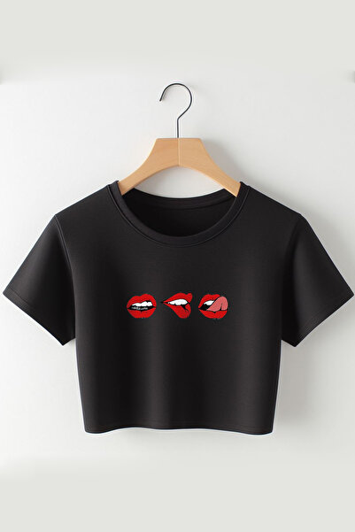 Vordevia Lips Printed 2024 Coquette Fashion Oversize Ποδηλατικό λαιμόκοψη