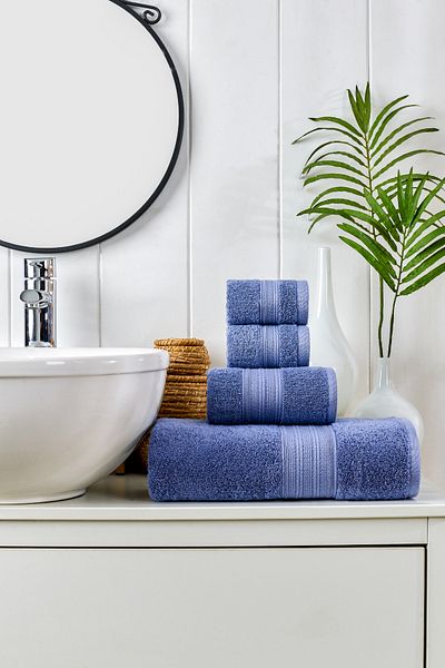 TABEA HOME Rei 4-Piece Bathroom Set - 100% Cotton, Extra Soft, High Absorbency