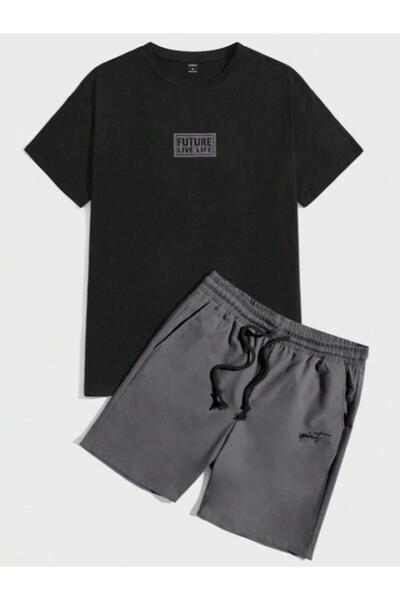 Fun Fashion طقم تي شيرت قصير مطبوع للجنسين من New Season مكون من قطعتين من Fu...