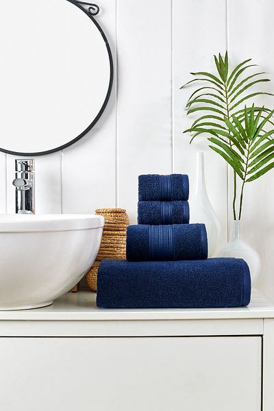TABEA HOME Rei 4-Piece Bathroom Set - 100% Cotton, Extra Soft, High Absorbency